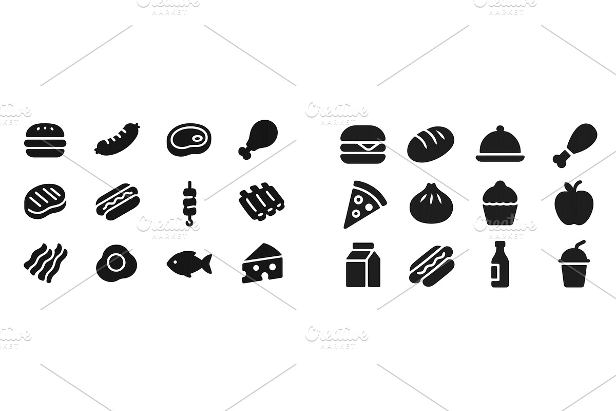 Different types of food icons, a Food Illustration by ZinetroN