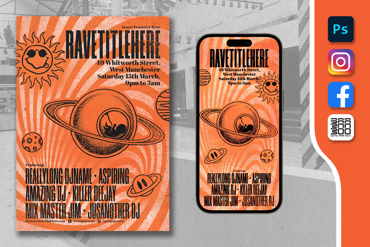 The Hacienda Acid House Flyer, a Flyer Template by SamCarter (Photo 1 of 6)