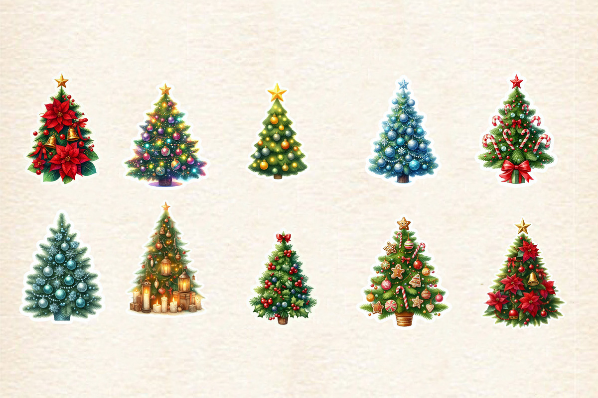 Christmas Tree Sticker Clipart, an Illustration by Designworld (Photo 4 of 5)