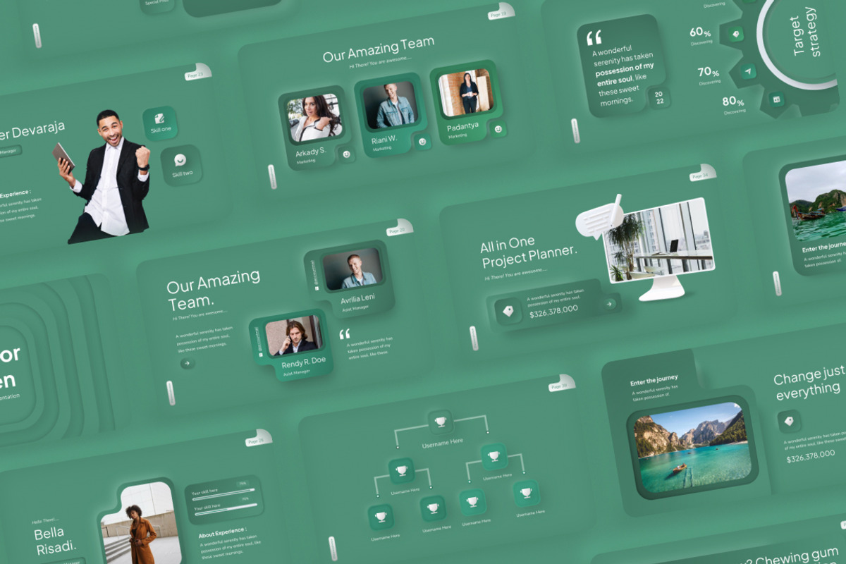 Neumorph Green PowerPoint Template, a Presentation Template by Brandearth RRGraph (Photo 4 of 7)