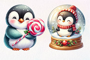 Christmas Penguin Watercolor Clipart, an Illustration by Dream Creation (Thumbnail 5 of 5)