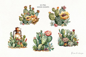 Blooming Cacti Clipart