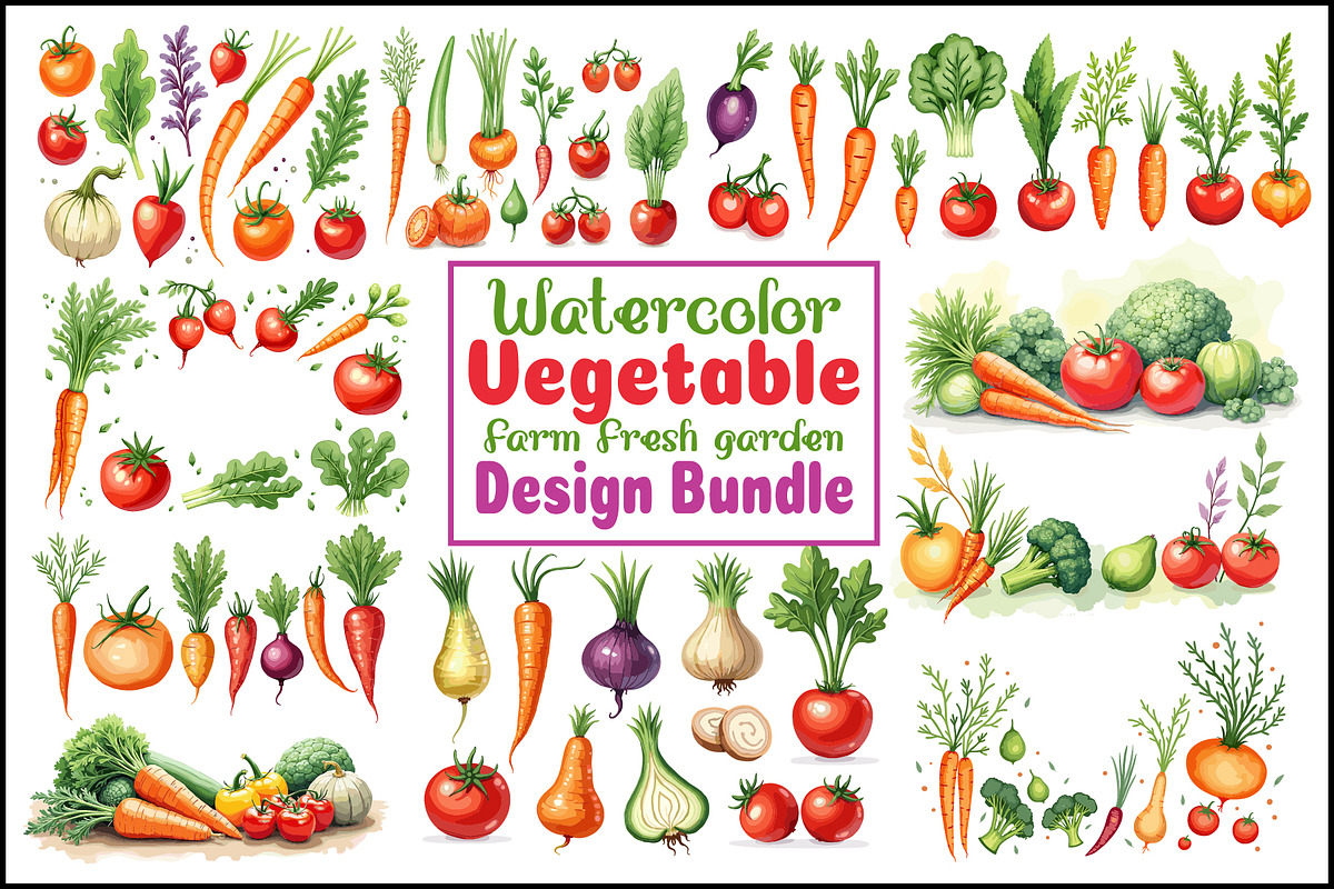 Watercolor Vegetable Clipart Bundle, a Graphic by Creativeshirt (Photo 1 of 14)