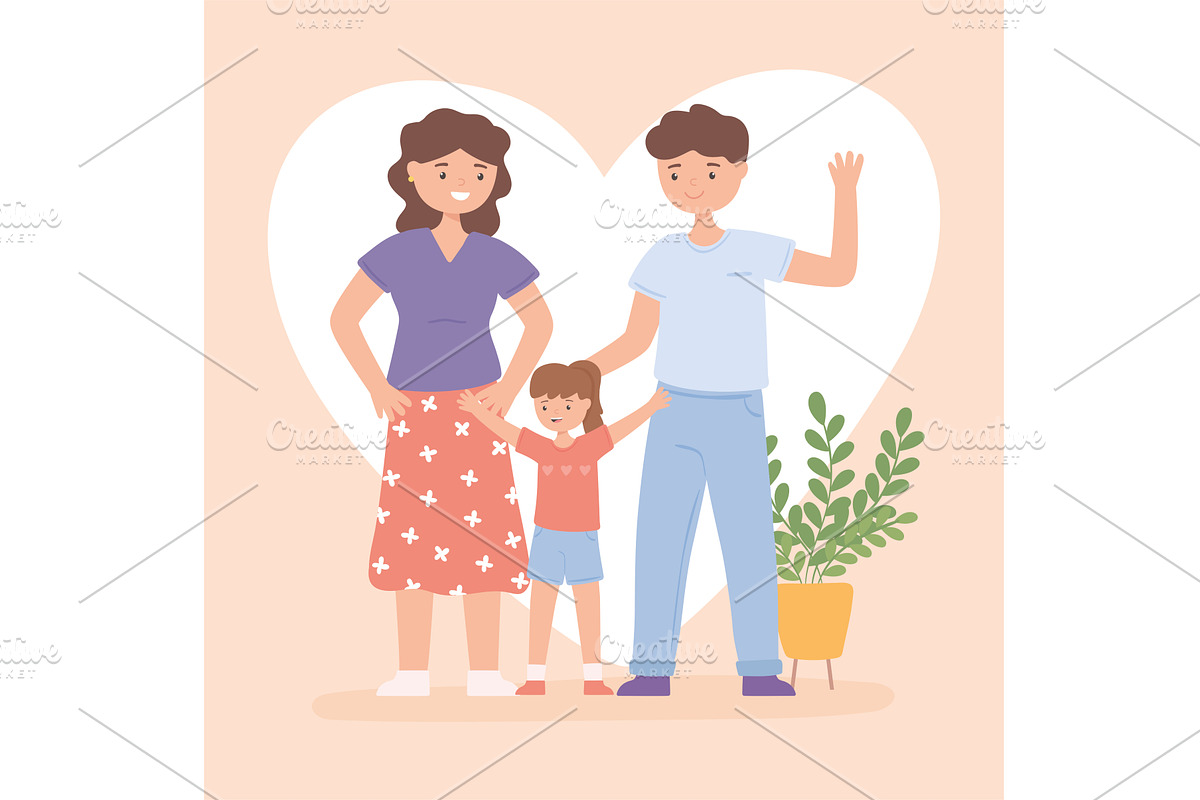 happy couple and adopted girl, a Person Illustration by studiogstock