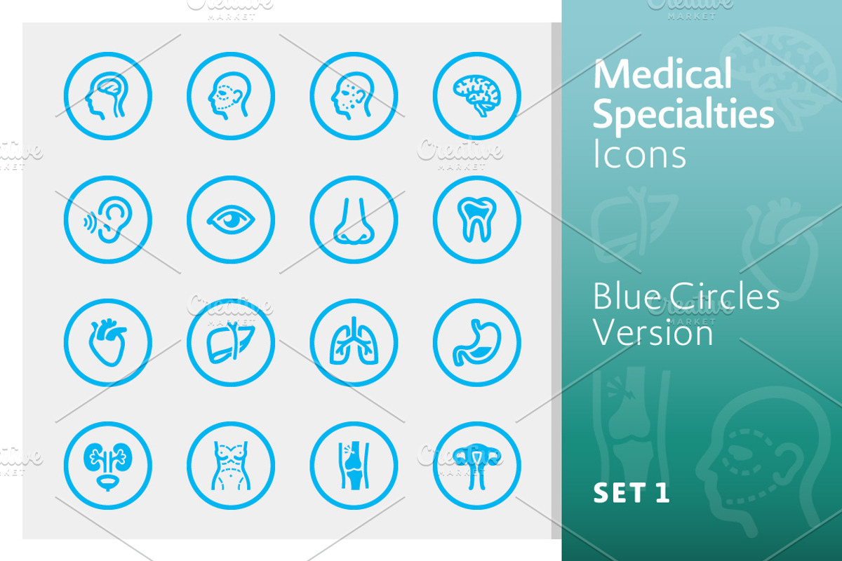 Blue Medical Specialties Icons Set 1, an Icon by introwiz1