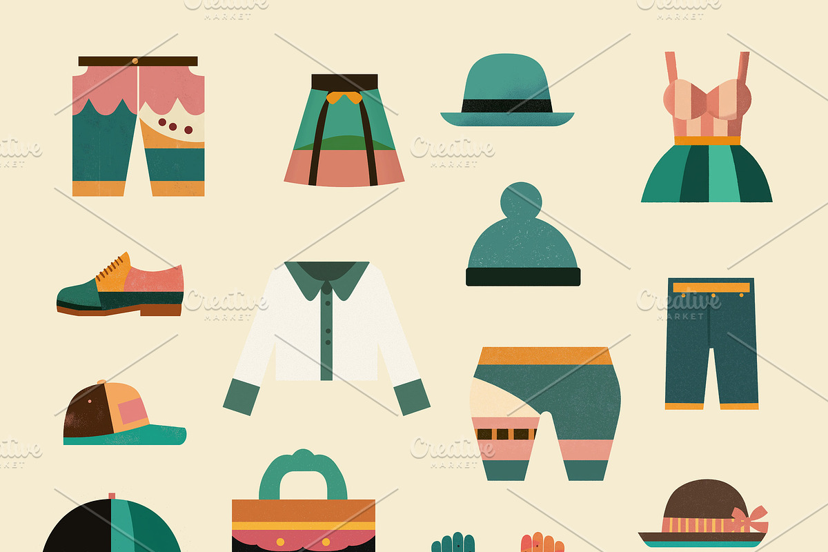 A set of isolated clothing items, a Duotone Icon by Sybillla