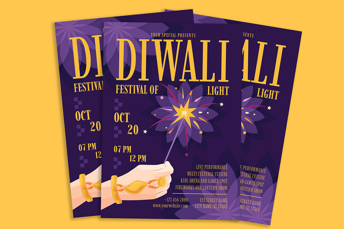Diwali Festival Flyer, a Flyer Template by Gumico Studio. (Photo 2 of 3)