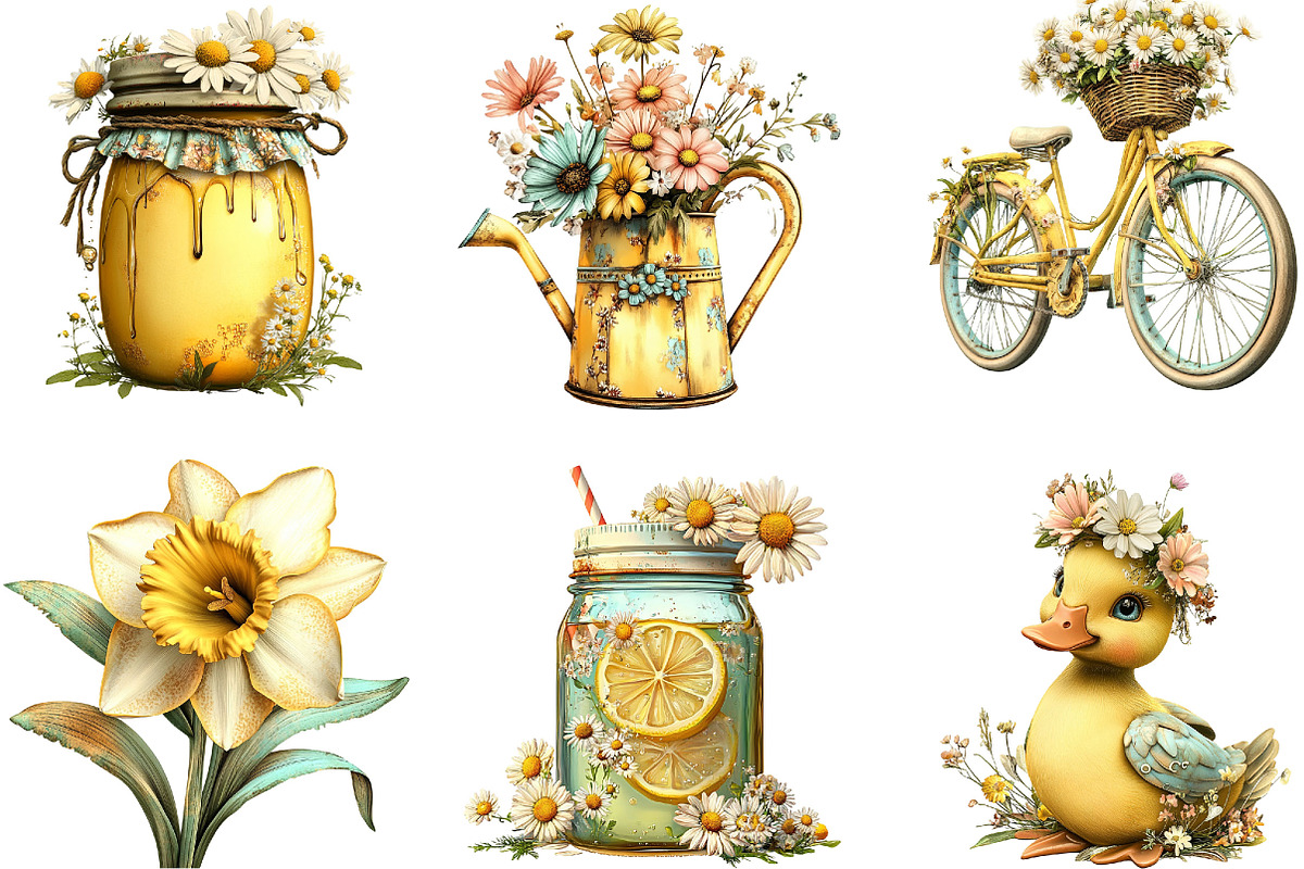 Whimsical Yellow Spring Clipart, an Illustration by Designking (Photo 4 of 5)