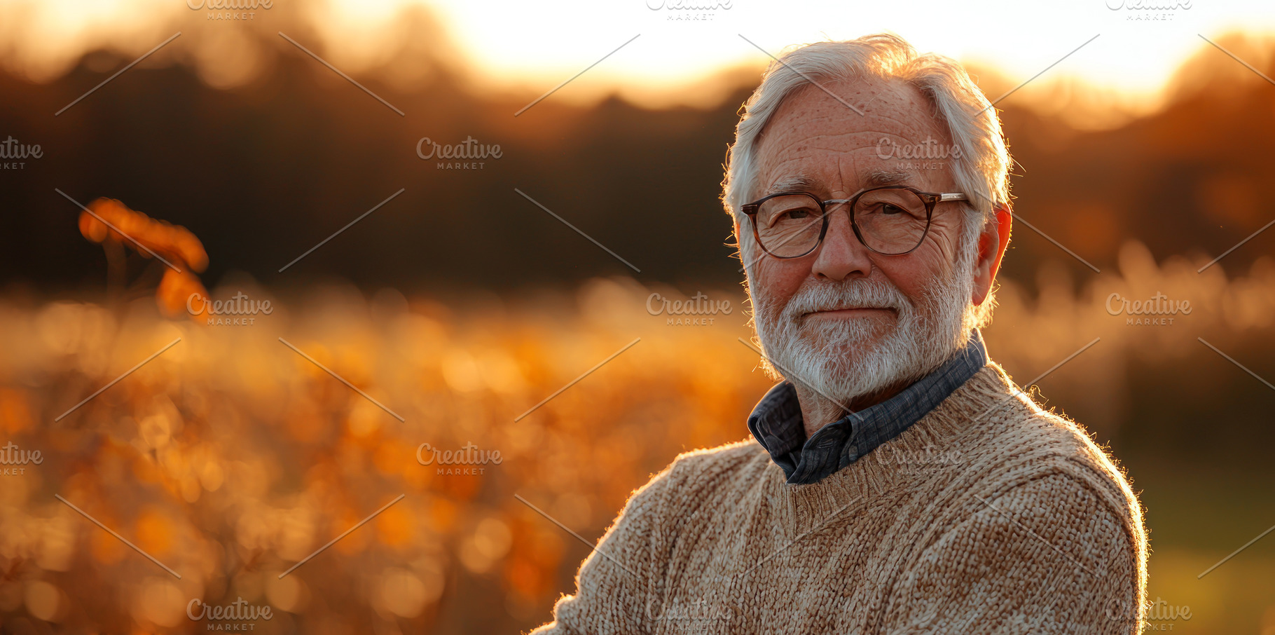 Smiling senior man with glasses and white beard wearing knit swe, a Person Photo by José Manuel Gelpi