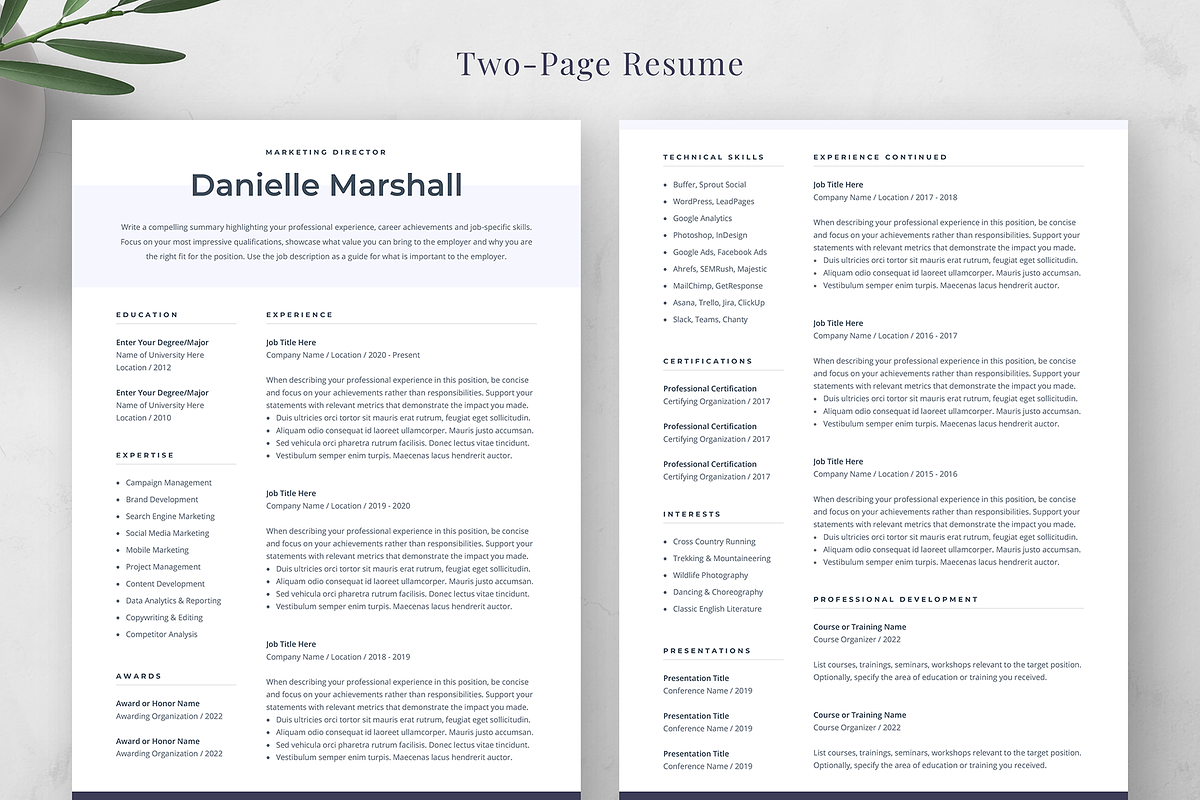 Resume Template Danielle, a Resume Template by Olympia Resume (Photo 2 of 5)
