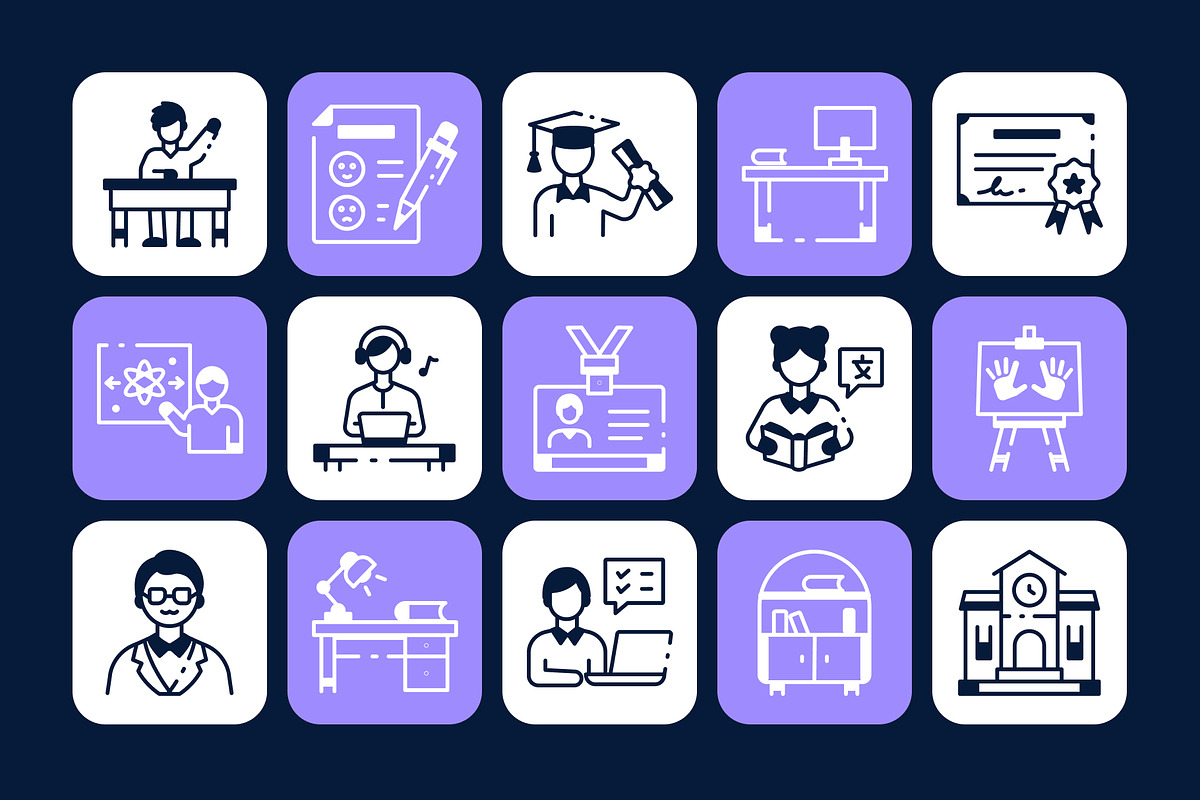 School Education Icons Set, a Solid Icon by Vectors Market (Photo 6 of 8)