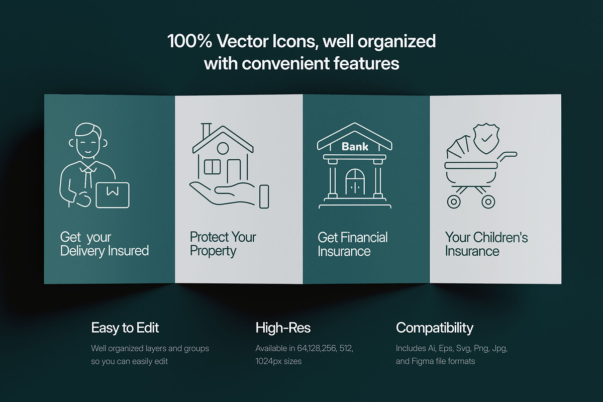 Insurance Icon Set, an Outline Icon by Prosymbols (Photo 2 of 8)