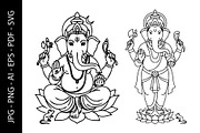 Lord Ganesha Line Art Bundle, an Object Graphic by nandinigraphics (Thumbnail 3 of 7)