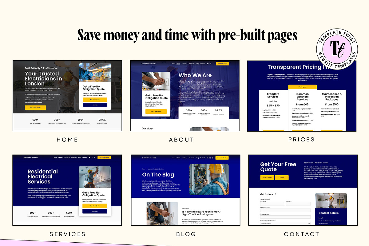 Electrician Website Template preview 6
