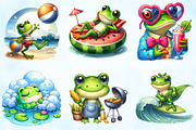 Frog Enjoying Summer Holiday ClipArt, an Illustration by Craft Nest (Thumbnail 2 of 6)