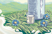Set illustrations for milk label, a Food Illustration by Countryside life (Thumbnail 5 of 7)