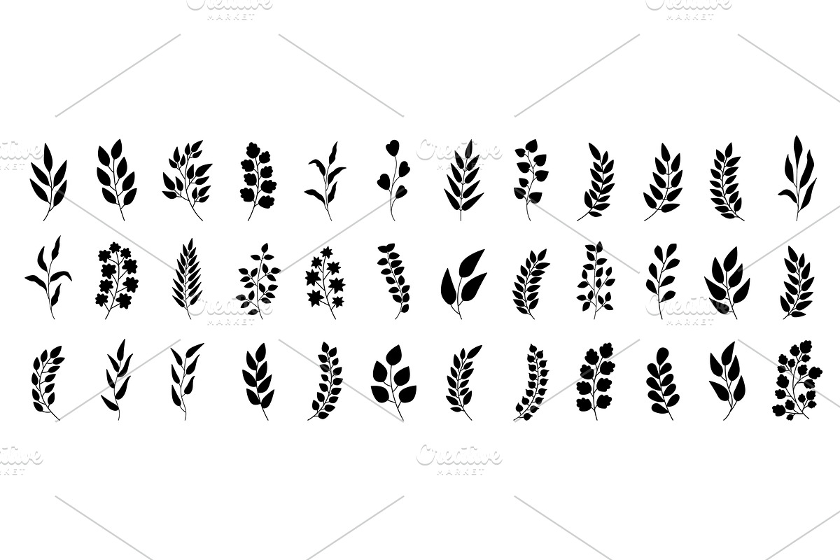 a set of black leaf silhouettes, an Object Illustration by Woters little shop