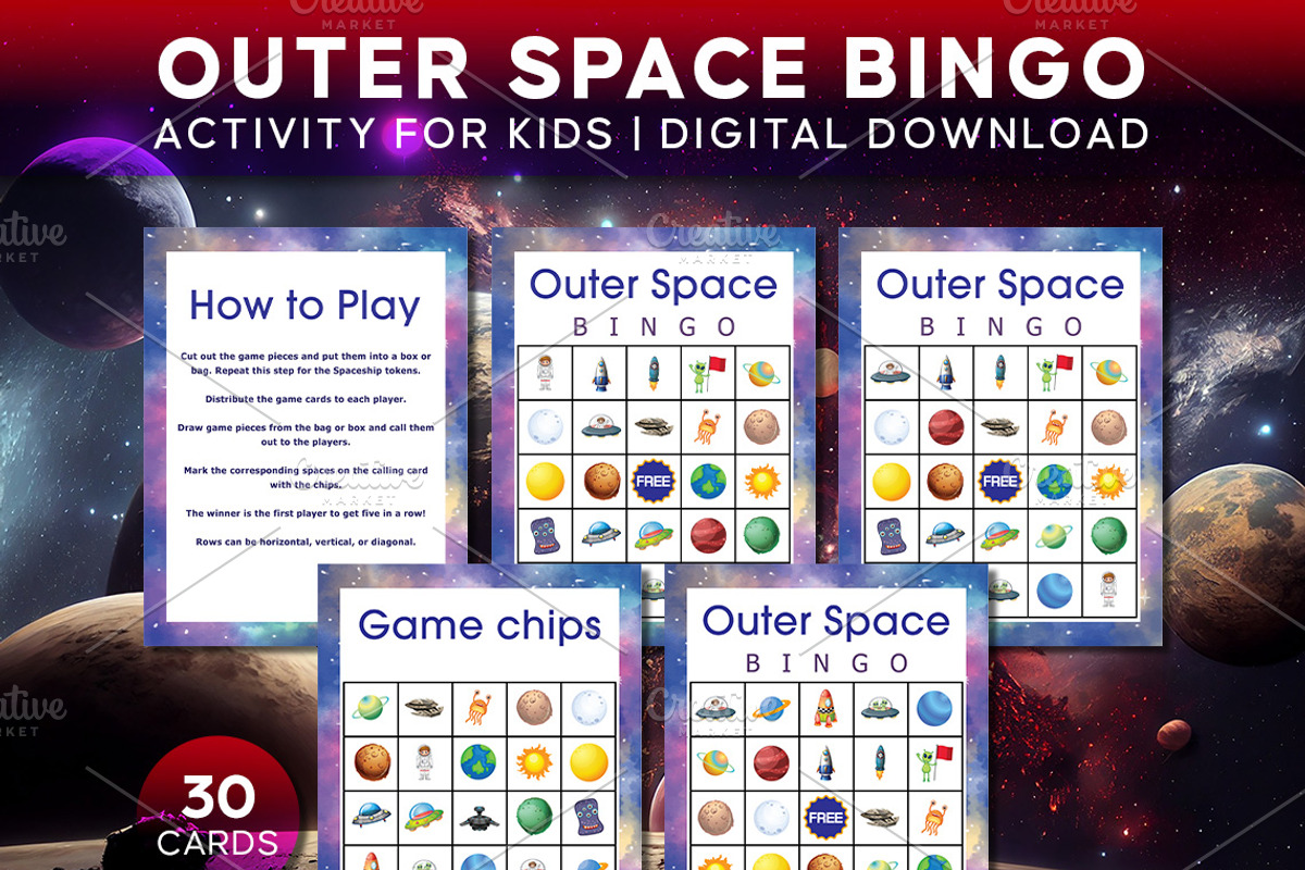 Outer Space Bingo Printable, a Print Template by Graphicsnext (Photo 1 of 4)