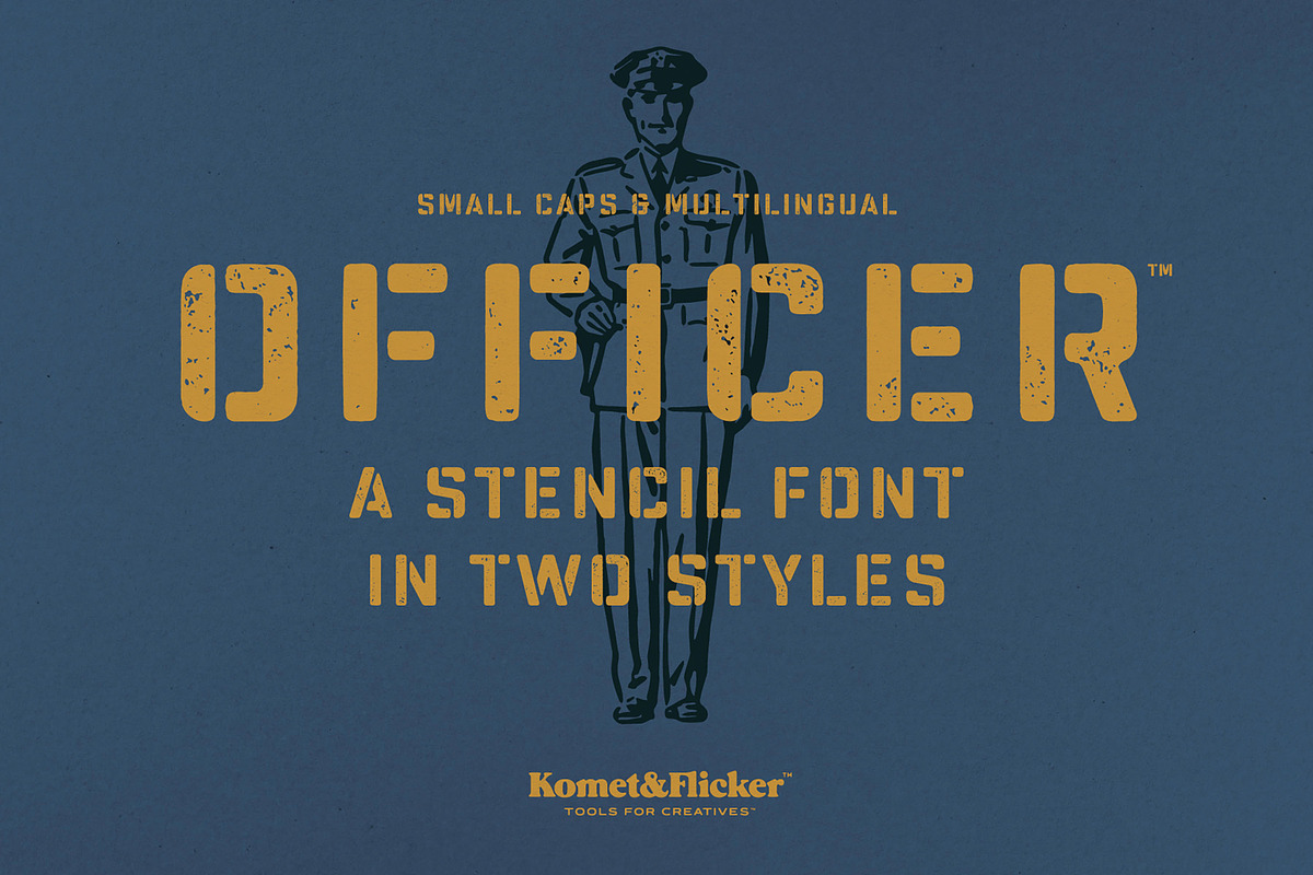 Officer - A Bold Stencil Font, a Sans Serif Font by Komet & Flicker (Photo 1 of 15)