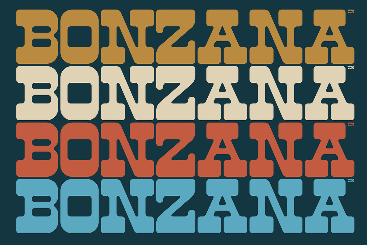 BONZANA - A Funky Western Style Font, a Slab Serif Font by Komet & Flicker (Photo 1 of 12)