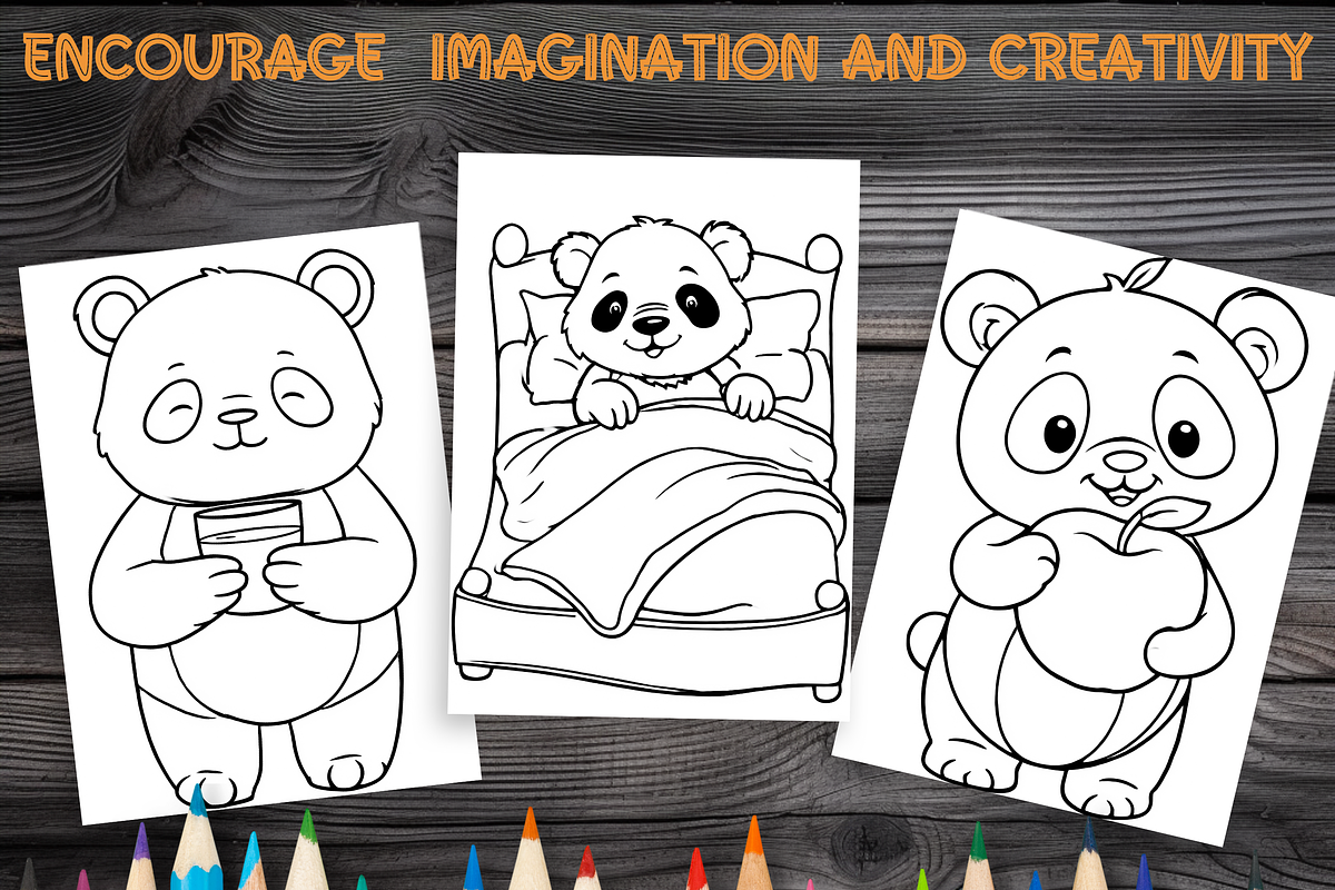 Cute Panda Daily Life Coloring Pages, a Brochure Template by LA Design (Photo 7 of 10)