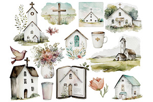 Christian Church Farmhouse Clipart