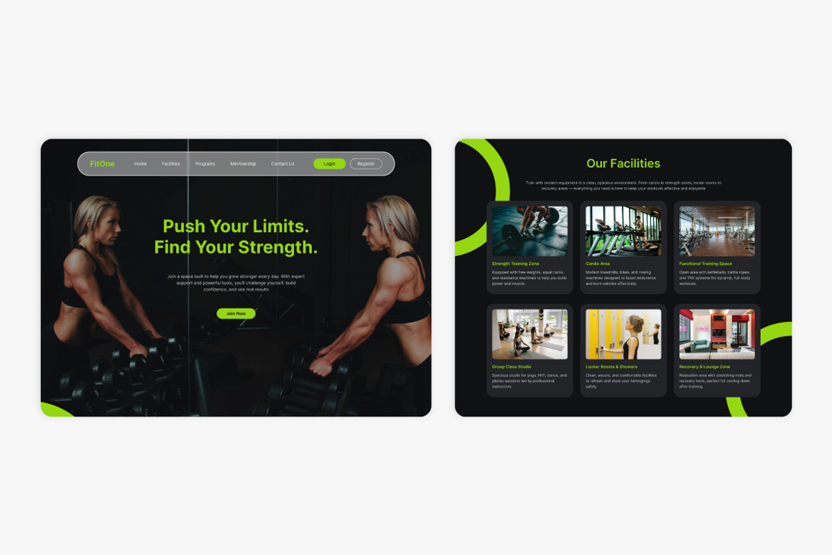 Fitone - Gym & Fitness Website, an UI Kit Template by Kmg Design (Photo 3 of 3)