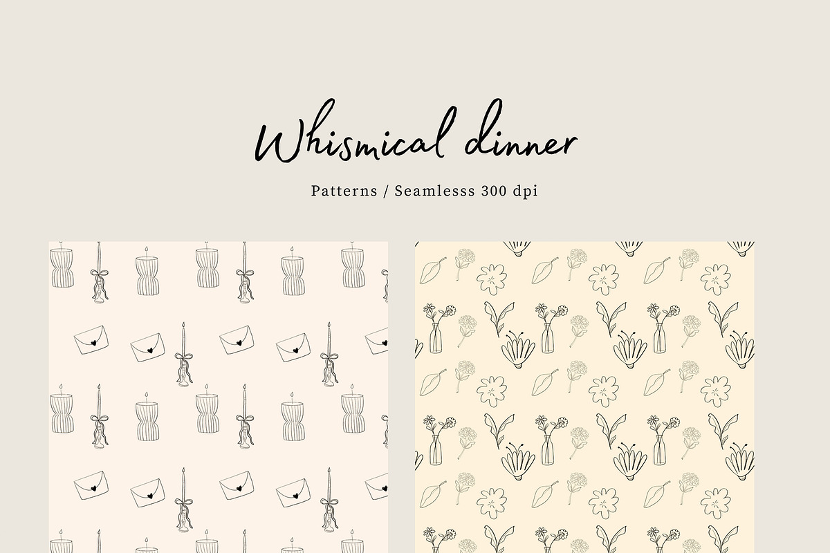 Whismical Dinner Line Art, a Decorative Illustration by Cocoa studio by Eliza M (Photo 5 of 8)
