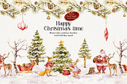 Happy Christmas time- Watercolor set, a Seasonal Illustration by Pamyatka Shop (Thumbnail 6 of 11)
