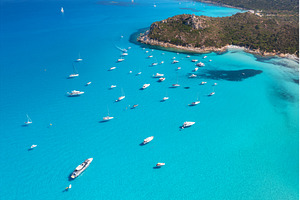 Aerial view of luxury yachts and, a Transportation Photo by den-belitsky