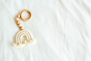 Baby wooden toy teether eco natural