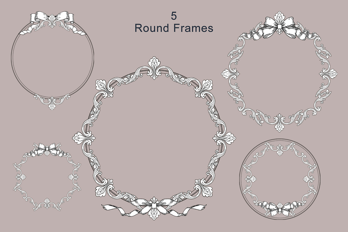 Vintage Vector Frames & Bows, a Decorative Illustration by EL_SUHOVA (Photo 9 of 11)
