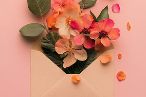 Flowers bloom from an envelope, a Photo by Beautiful things