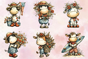 Watercolor Summer Cow Clipart,, an Illustration by SVGArt (Thumbnail 5 of 9)