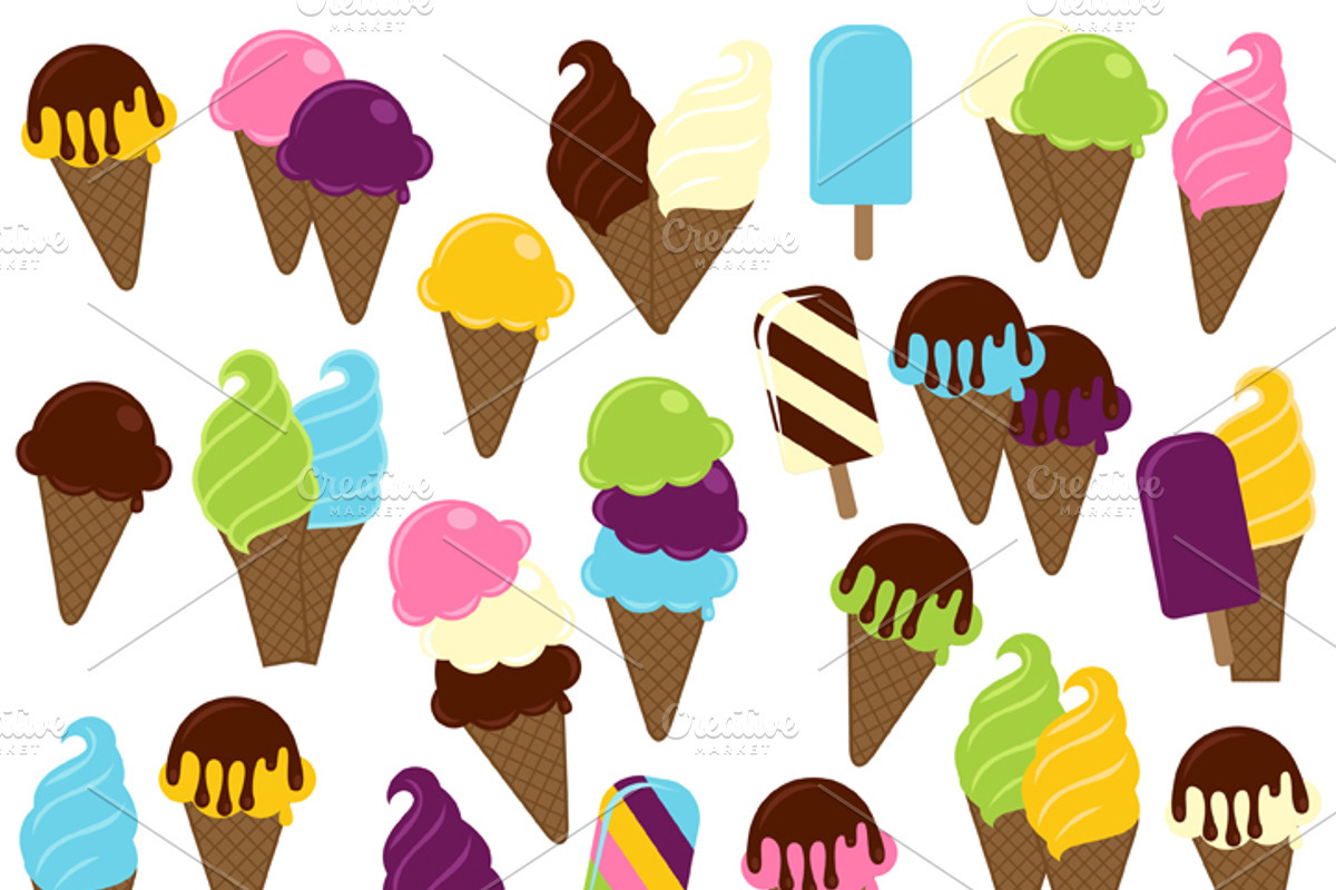 Ice Cream Vectors and Clipart, an Illustration by PinkPueblo (Photo 1 of 2)