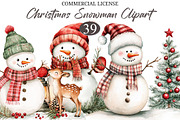 Christmas Snowman Clipart Bundle, a Seasonal Illustration by designcity5 (Thumbnail 1 of 5)