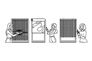 room blinds vector, a Person Illustration by pikepicture