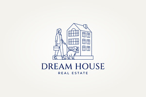 apartment real estate line art logo