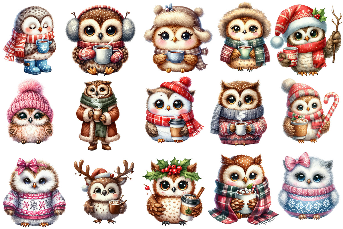 Cute Little Owl Clipart Sublimation, an Illustration by Designworld (Photo 2 of 5)