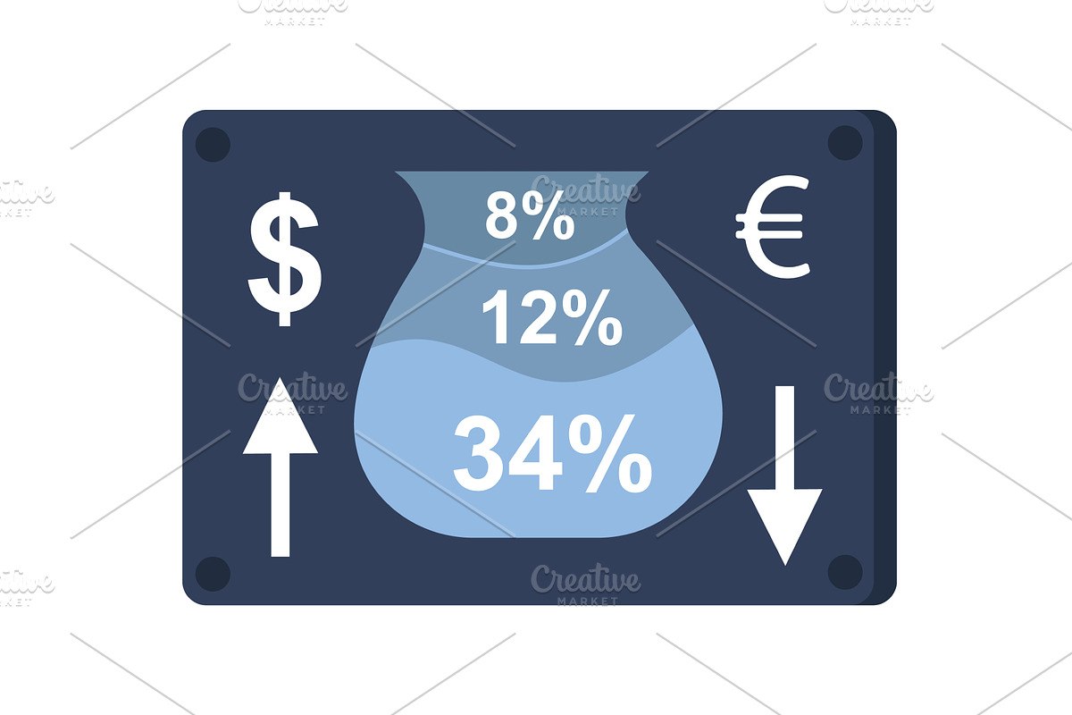 Dollar up and euro down vector icon, a Finance Illustration by vectorpointstudio
