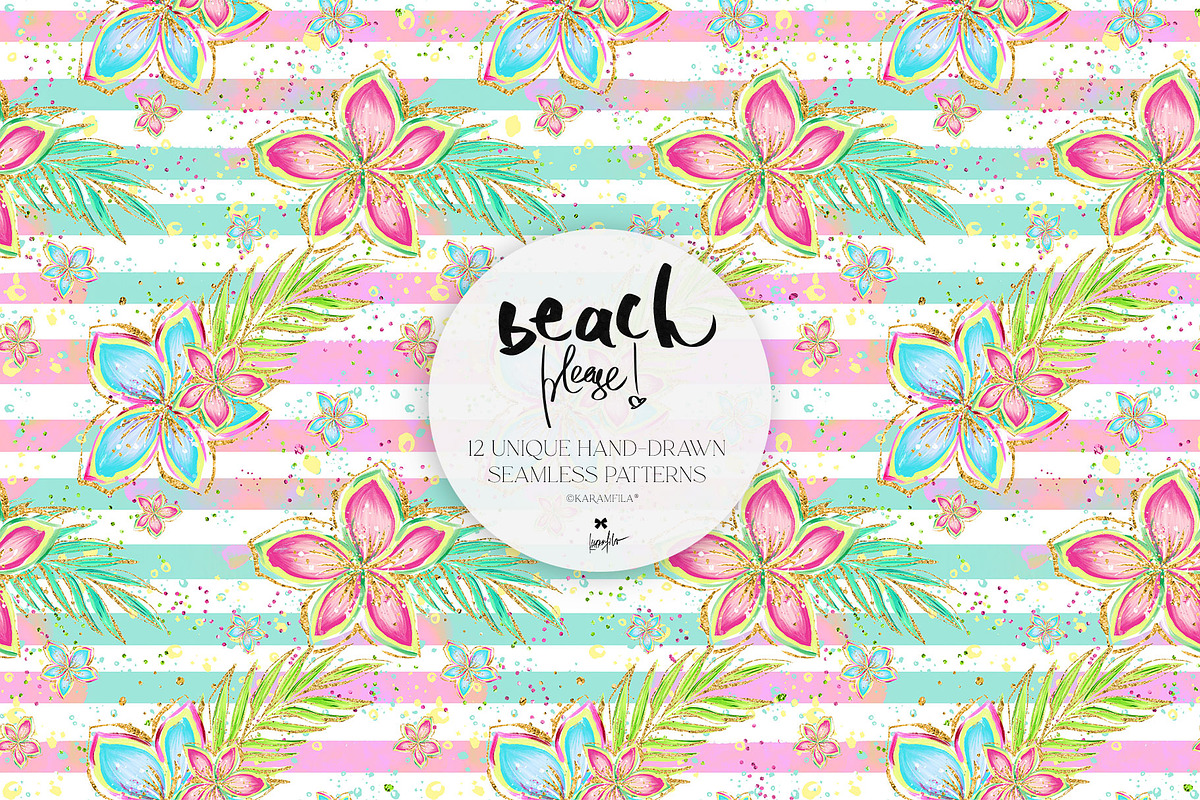 Summer Beach Camper Tropical Pattern, a Pattern Graphic by KaramfilaS (Photo 14 of 16)