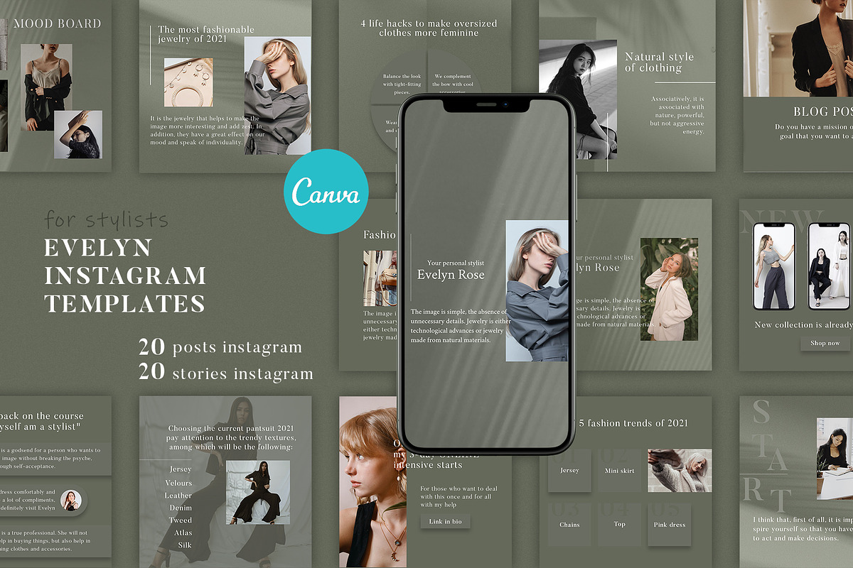 EVELYN TEMPLATES INSTAGRAM | CANVA, a Social Media Template by Lafnaeri
