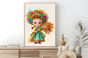 Cute Autumn Harvest Girl PNG Clipart, a Seasonal Illustration by RobertsArt (Thumbnail 7 of 7)