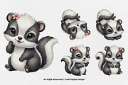 15 Bundle Watercolor Skunk Girl Cute, an Animal Illustration by Morspective (Thumbnail 5 of 8)