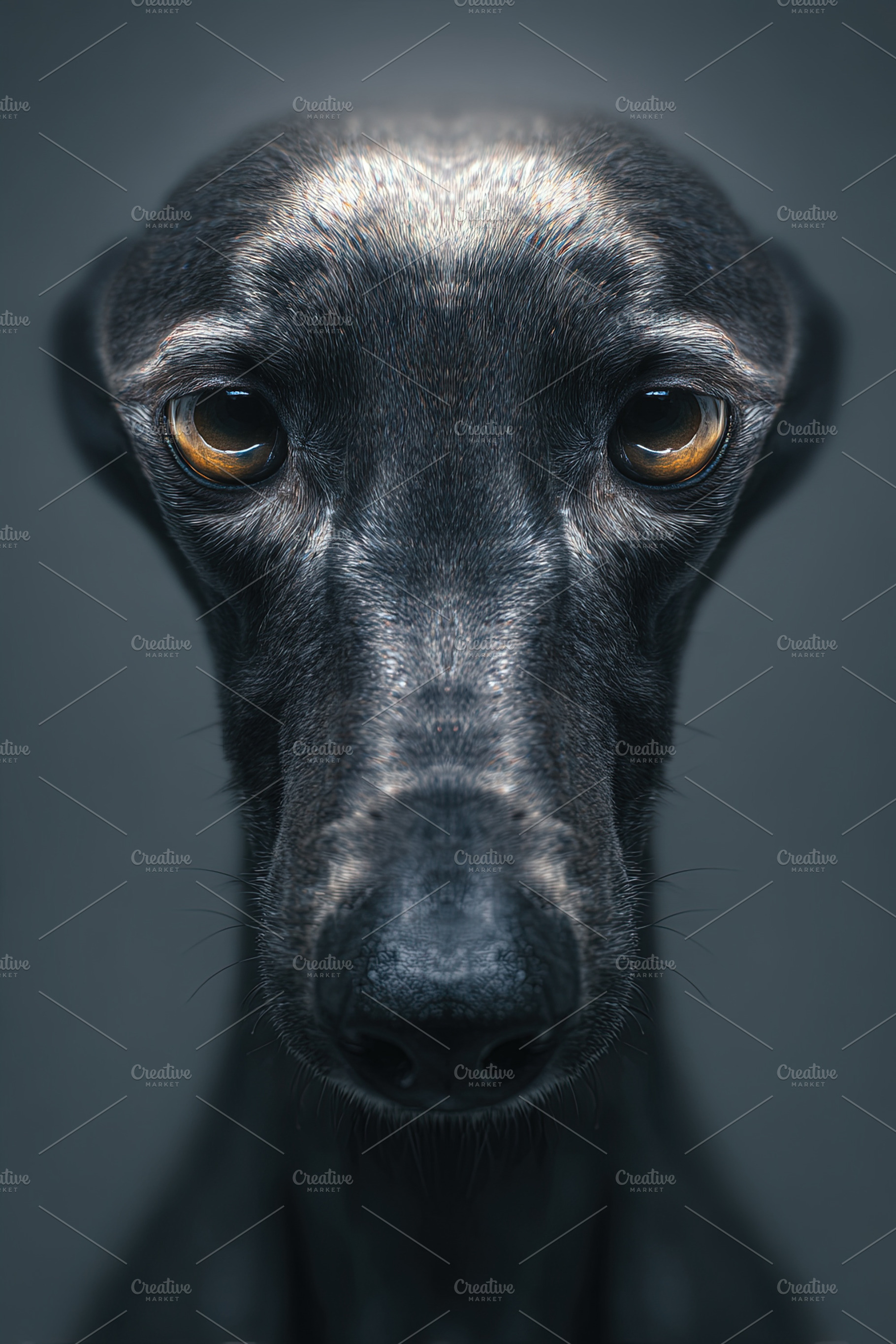 Close-up portrait of a sleek greyhound dog with striking eyes ag, an Animal Photo by Ales Munt