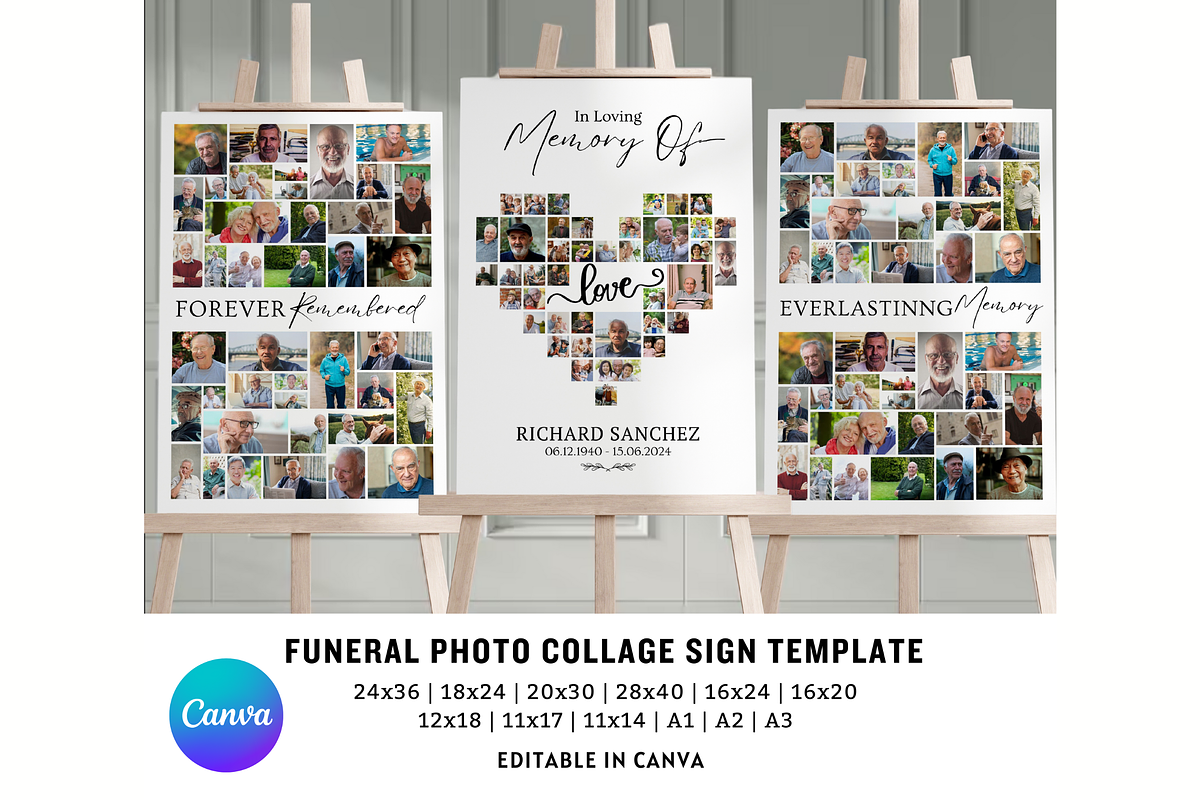 Funeral Heart Collage Templates, a Stationery Template by Coral Beauty (Photo 1 of 5)
