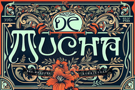 De Mucha | Art Nouveau Style Font, a Sans Serif Font by StoricType