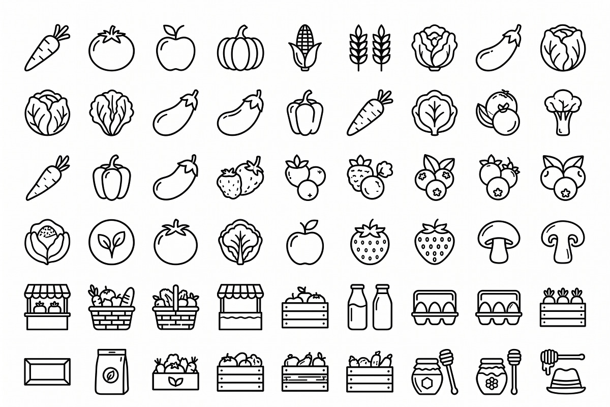 35 Vector Farmers Market Icons, an Outline Icon by adenpinkstore (Photo 2 of 9)