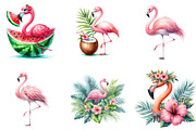 summer flamingo clipart, a Seasonal Illustration by DreamArtGraphic (Thumbnail 4 of 4)