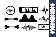 Sound Wave Vector Clipart Set, an Illustration by designvectx (Thumbnail 1 of 3)